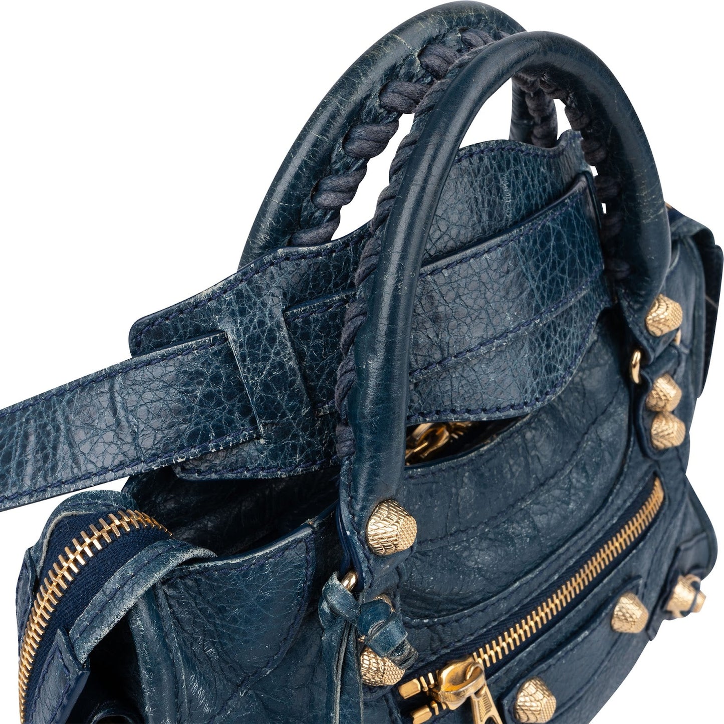 Balenciaga Blue Leather Mini City Handbag
