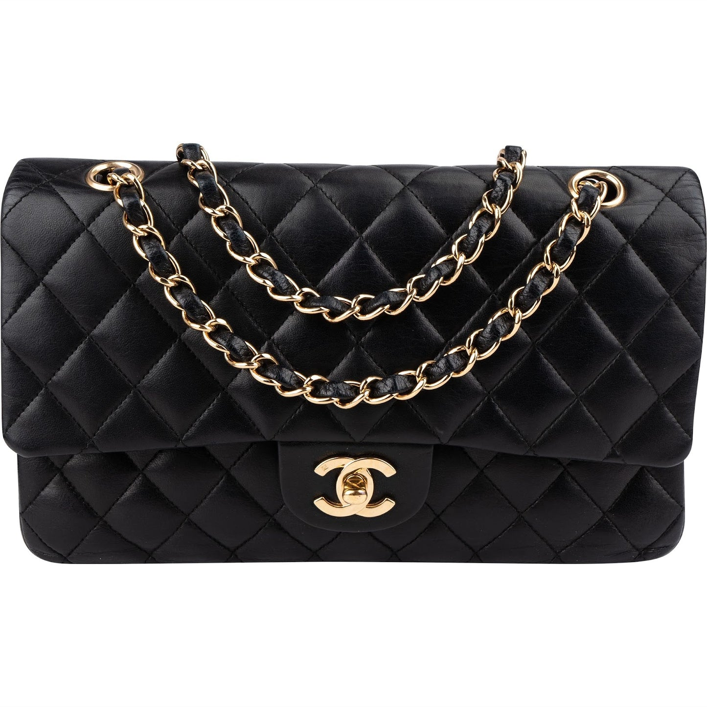 Chanel Quilted Lambskin CC Medium Double Flap Shoulder Bag