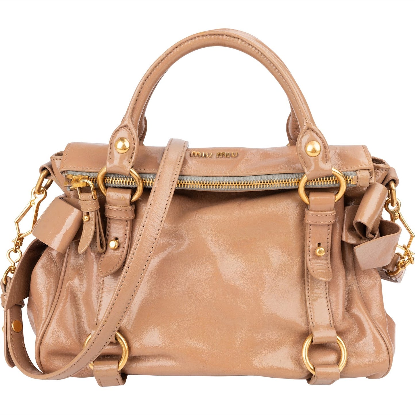 Miu Miu Vitello Lux Leather Bow Handbag