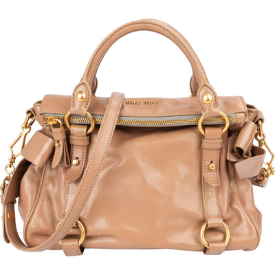 Miu Miu Vitello Lux Leather Bow Handbag