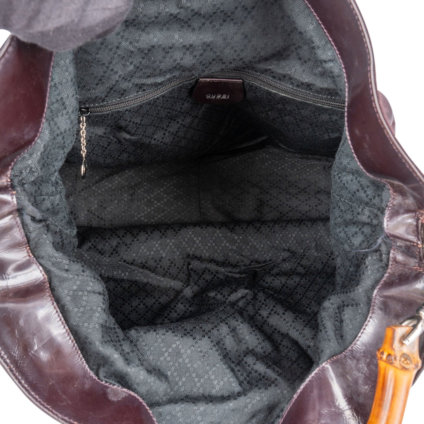 Gucci Leather Nylon Bamboo Top Handle Hobo Shoulder Bag
