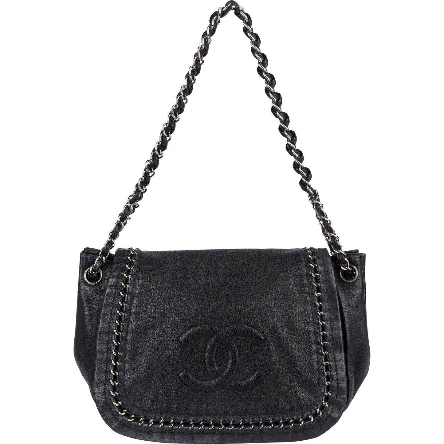 Chanel Calfskin CC Single Flap Shoulder Bag
