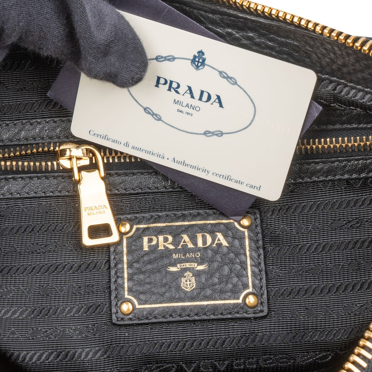 Prada Vitello Daino Leather Bauletto Handbag