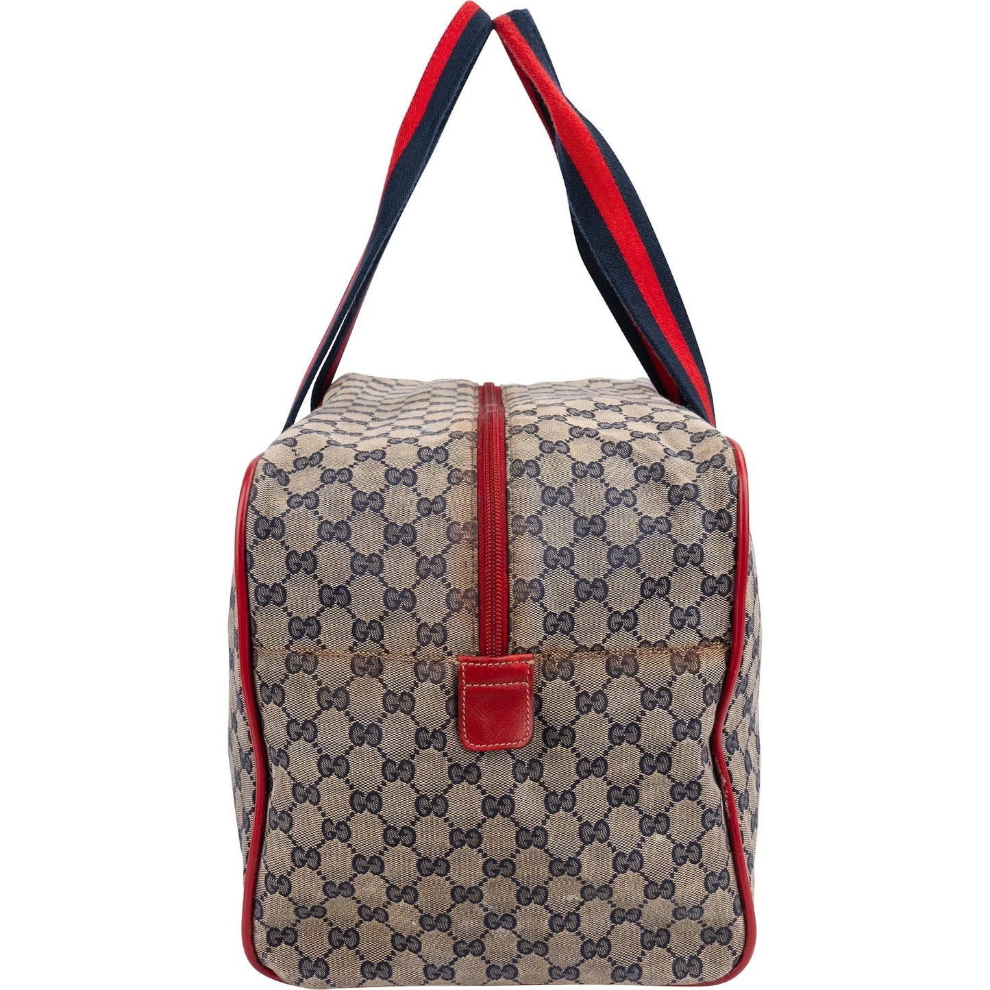 Gucci Monogram GG Plus Canvas Web Stripe Boston 40 Handbag
