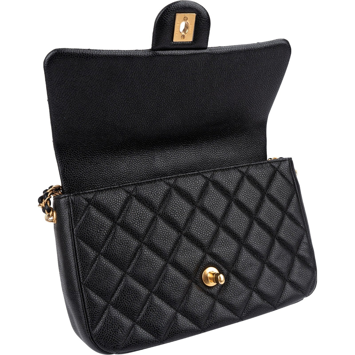 Chanel Caviar Leather Mini Rectangular Flap Coin Crossbody Bag
