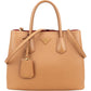Prada Saffiano Cuir Leather Double Tote Handbag