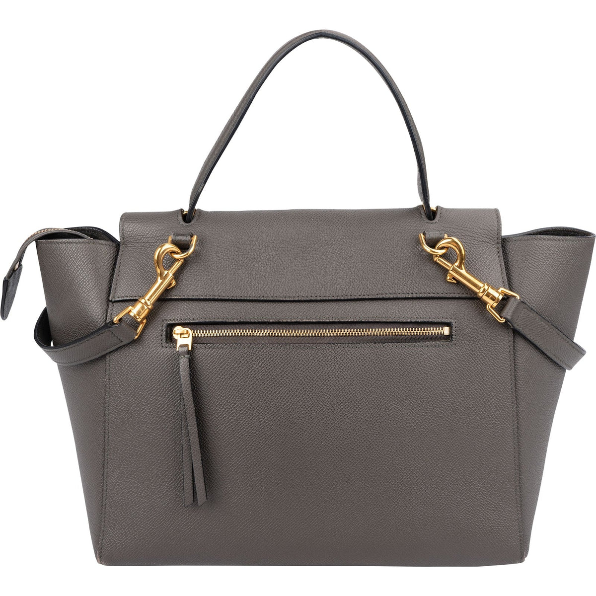 Celine Grey Leather Grained Calfskin Belt Handbag