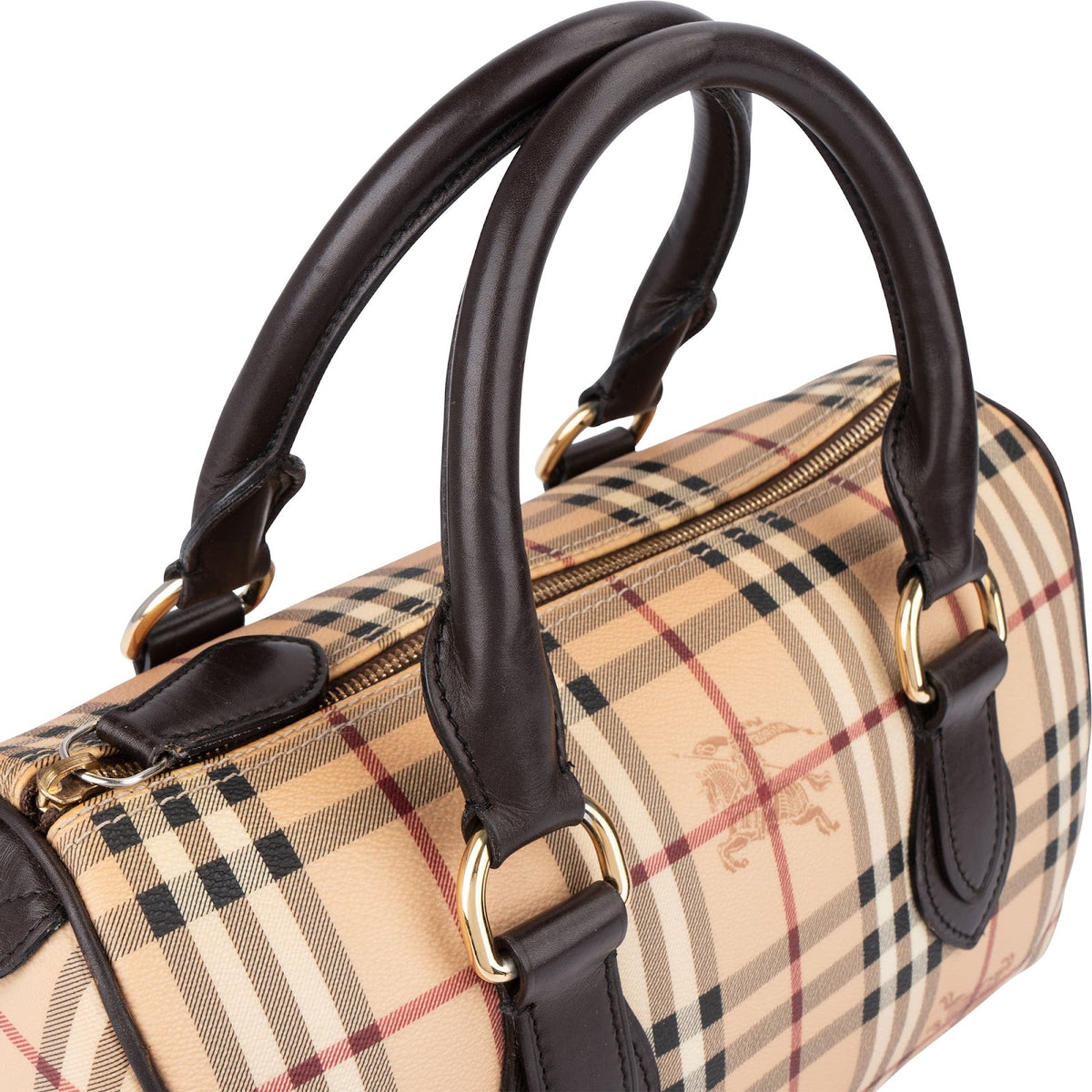 Burberry Haymarket Check Coated Canvas Boston 30 Handbag
