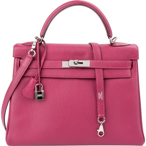 Hermès Tosca Clemence Leather Palladium Kelly 32 Handbag