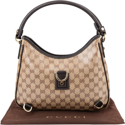 Gucci Monogram Crystal GG Abbey D-Ring Shoulder Bag