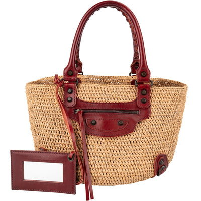 Balenciaga Raffia Panier Basket City Handbag