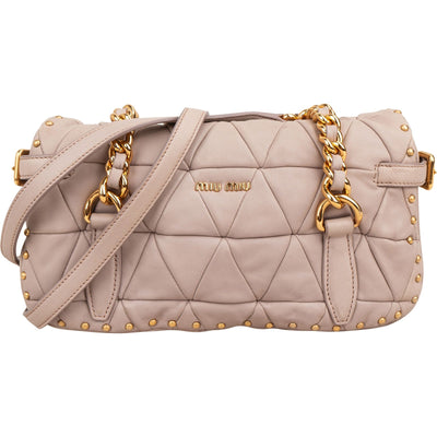 Miu Miu Quilted Nappa Leather Studded Turnlock Shoulder Bag
