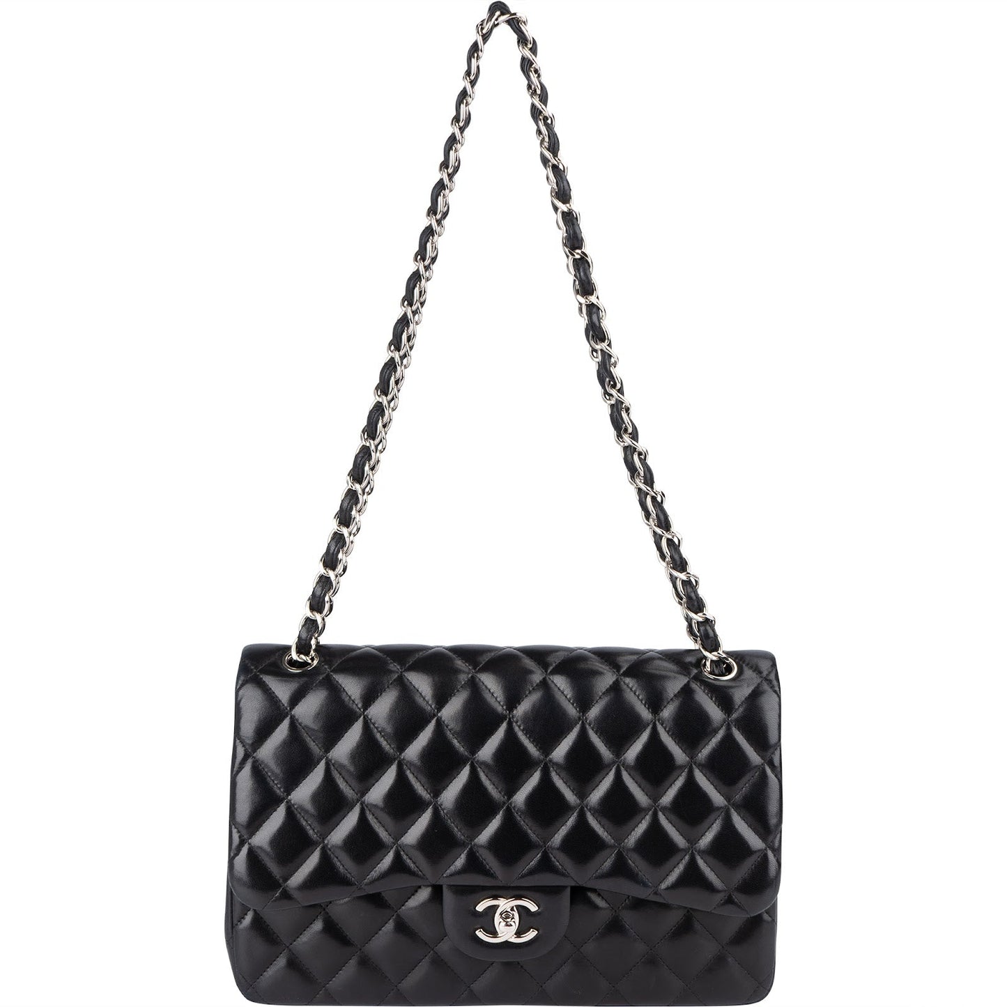 Chanel Quilted Lambskin Jumbo Double Flap Crossbody Bag