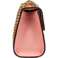 Gucci Pink Leather Glitter Embossed Fruits Small Padlock Crossbody Bag