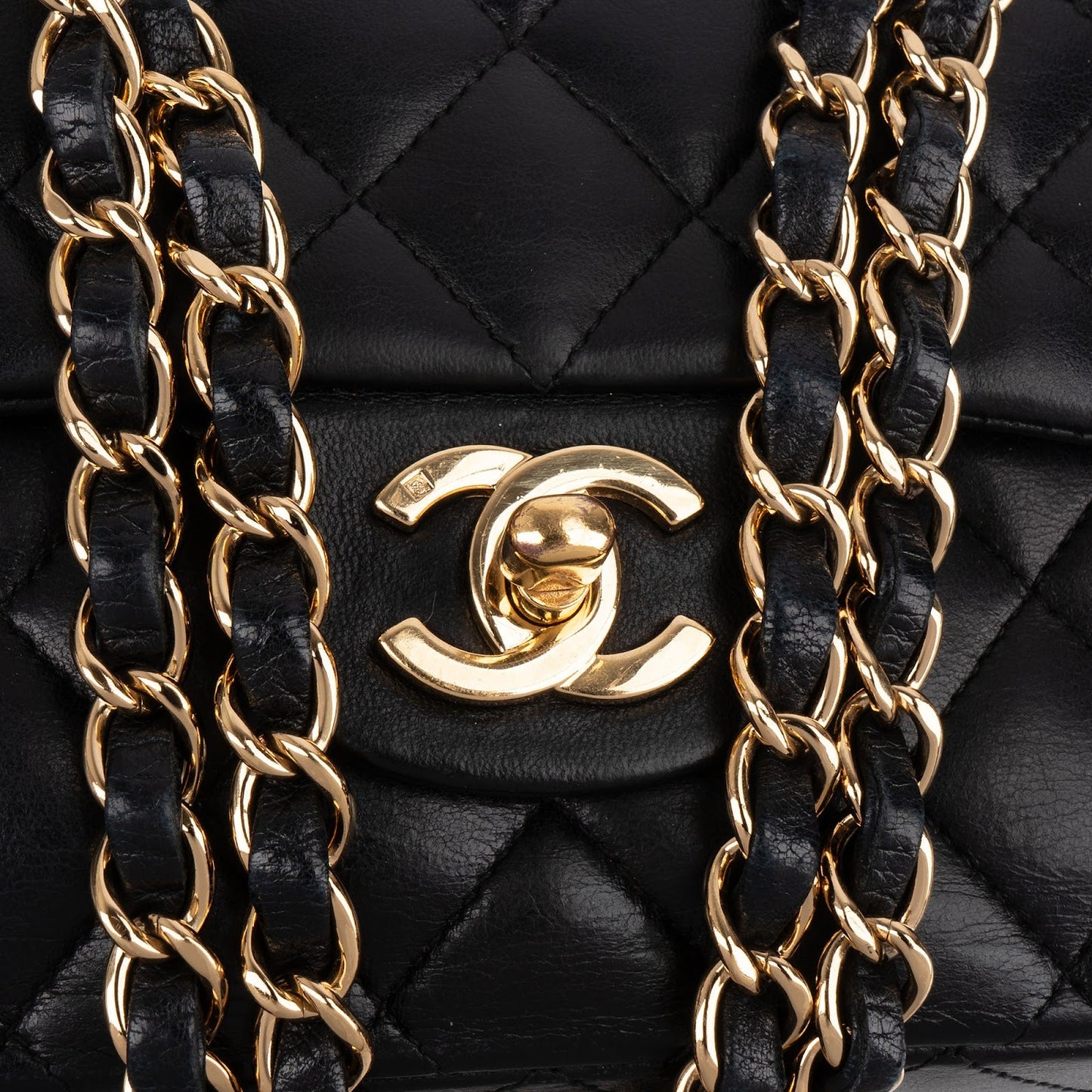 Chanel Quilted Lambskin CC Medium Double Flap Shoulder Bag