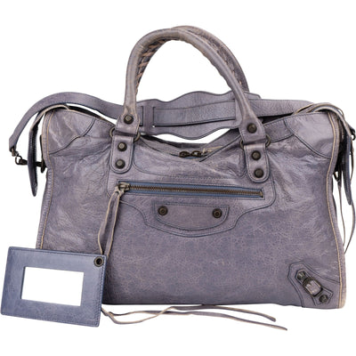 Balenciaga Lilac Leather City Handbag