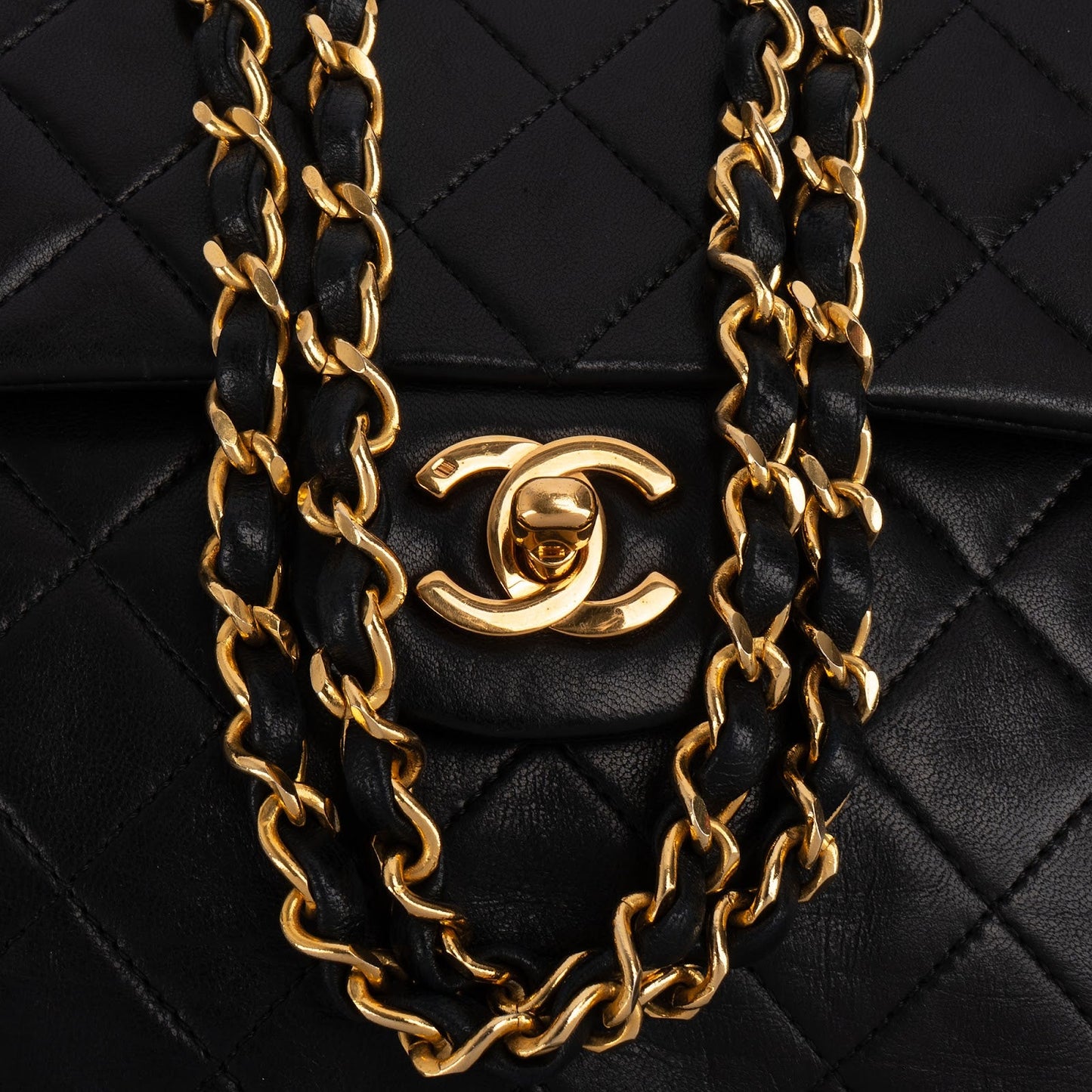 Chanel Quilted Lambskin 24K Gold Double Flap Shoulder Bag