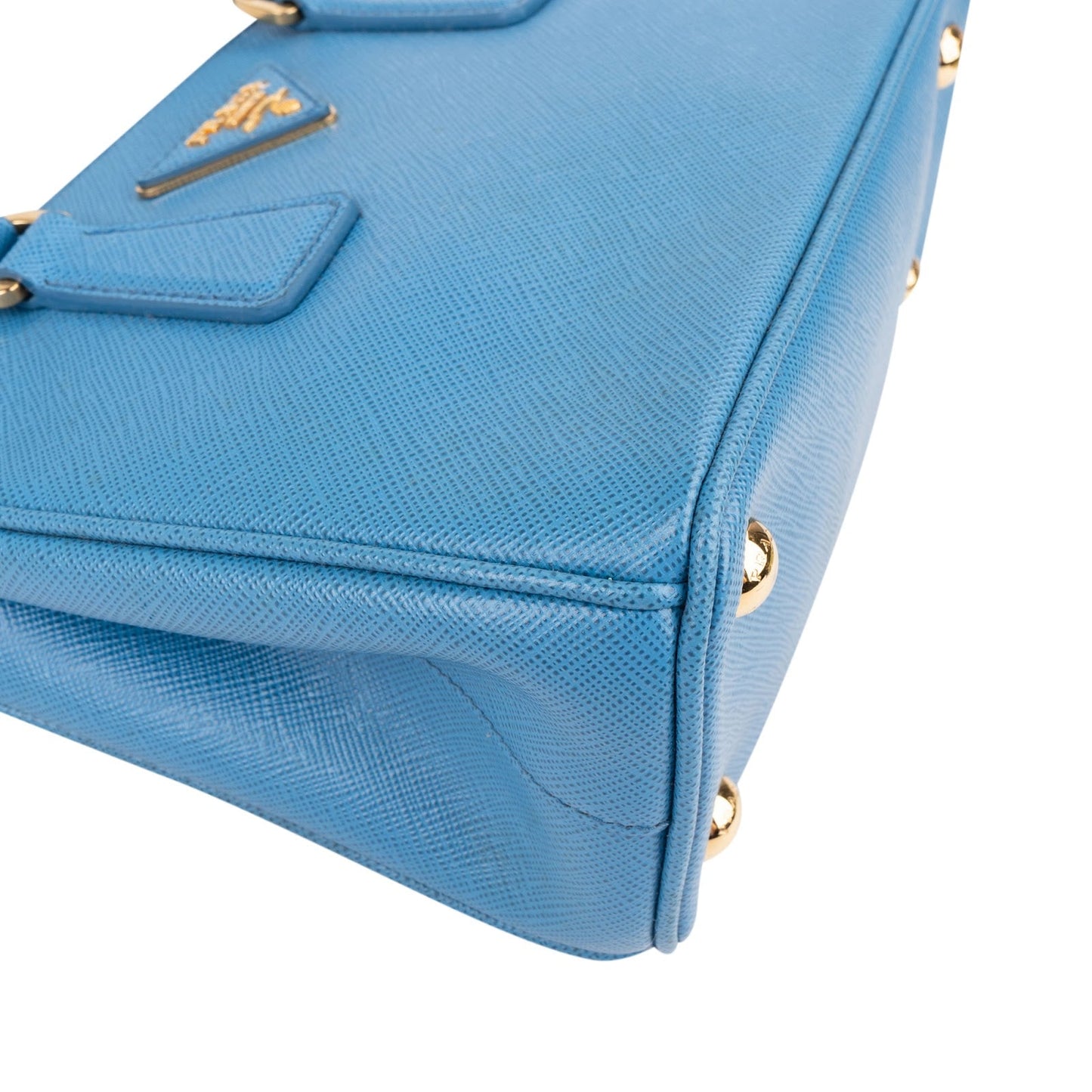 Prada Blue Saffiano Leather Pradasphere Galleria Micro Handbag