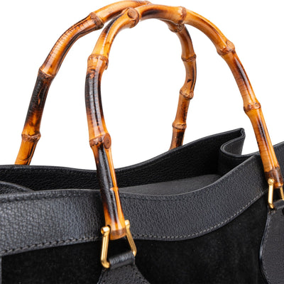 Gucci Suede Bamboo Tote Handbag