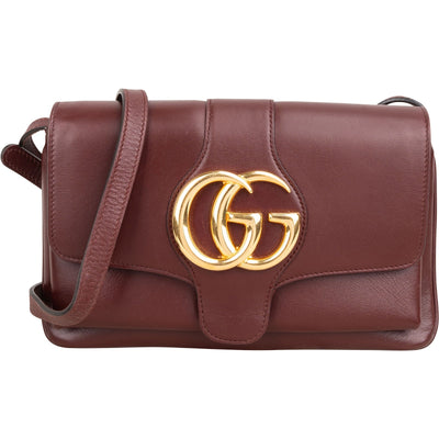 Gucci Bordeaux Leather GG Arli Small Crossbody Bag