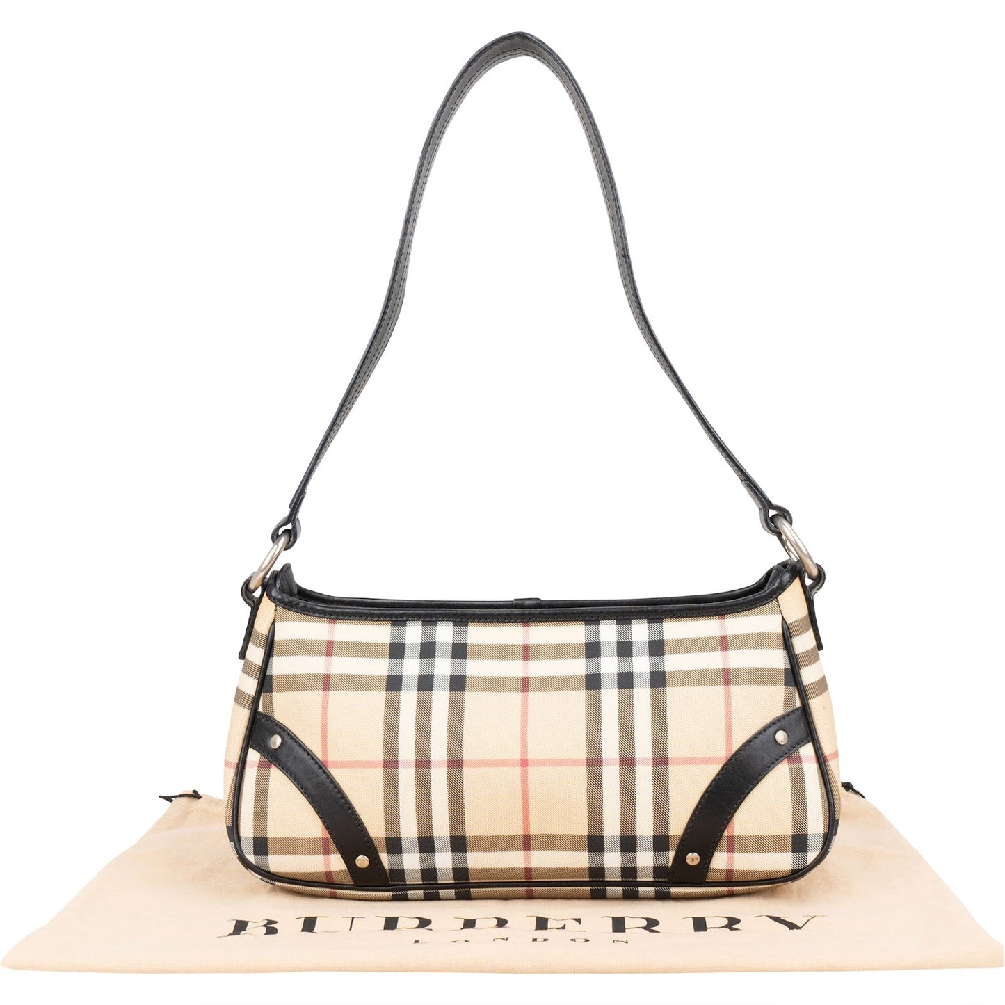 Burberry Nova-Check Monogram Studded Shoulder Bag