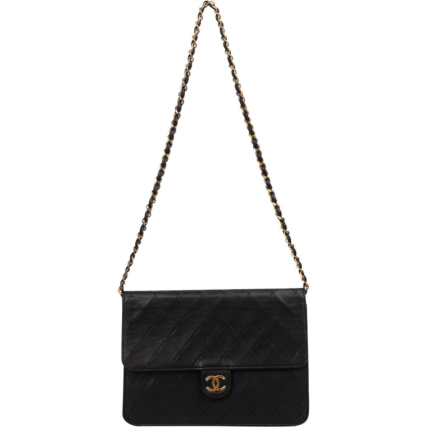 Chanel Quilted Lambskin 24K Gold Single Flap Shoulder Bag