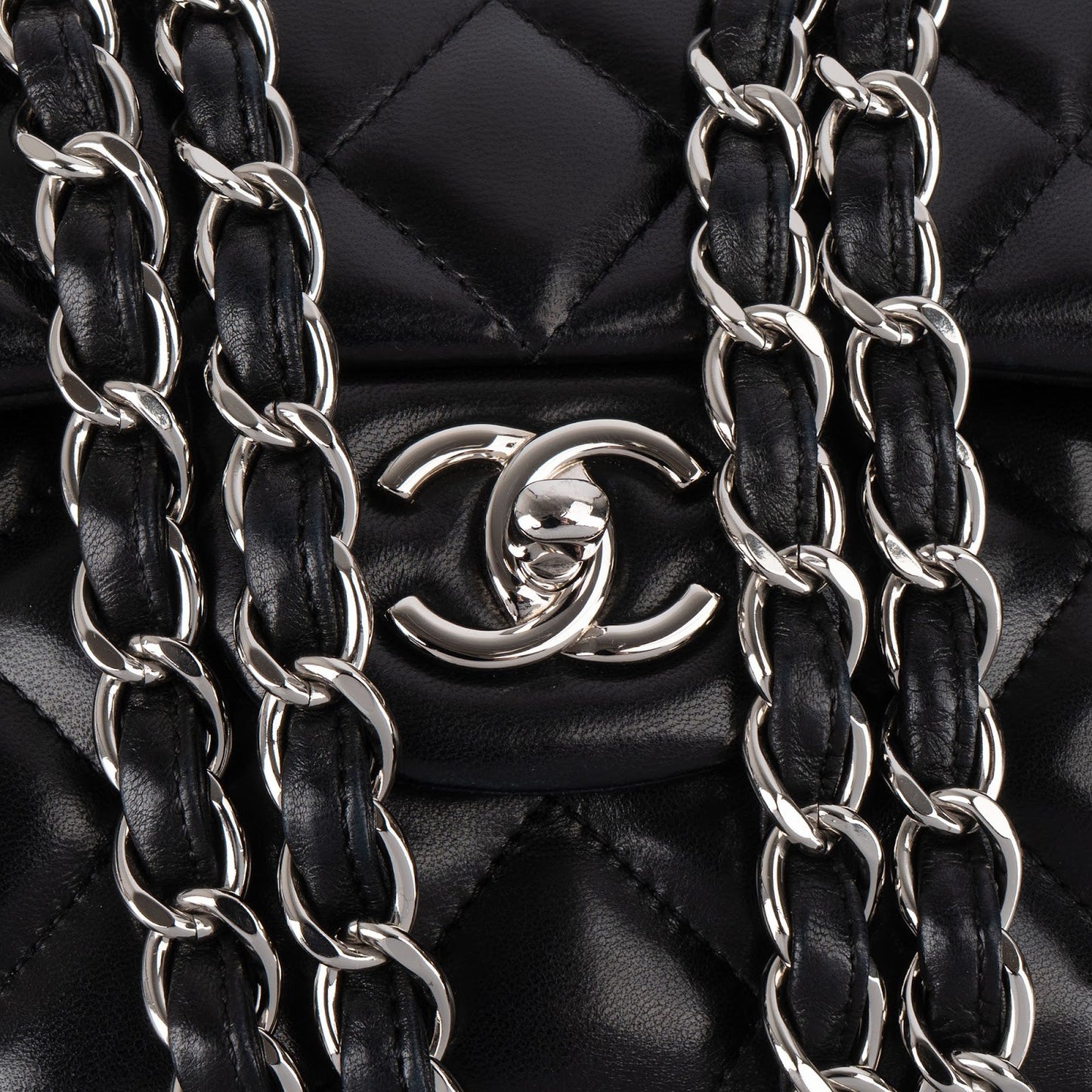 Chanel Quilted Lambskin Jumbo Double Flap Crossbody Bag