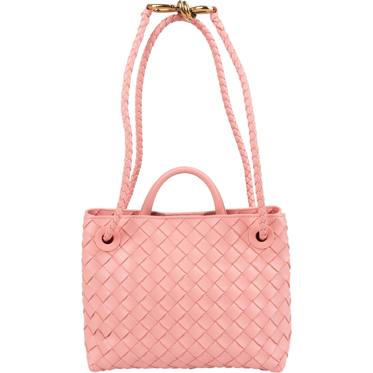 Bottega Veneta Pink Intrecciato Leather Small Andiamo Tote Handbag