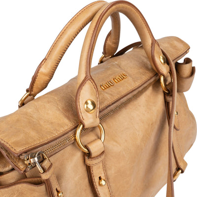 Miu Miu Vitello Lux Bow Satchel Handbag