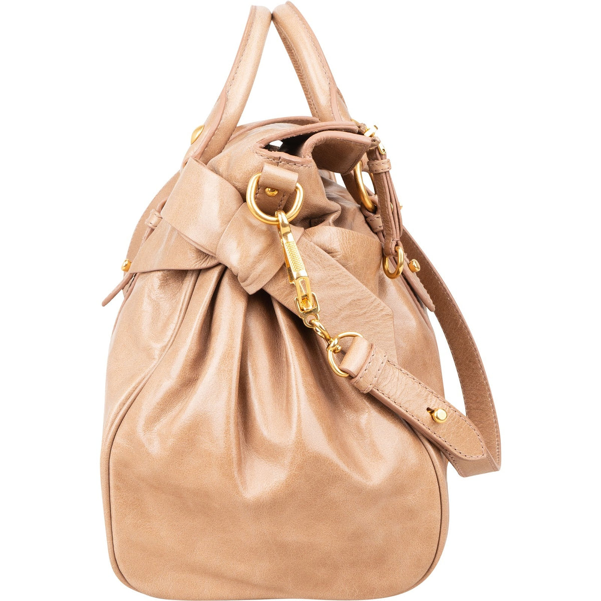 Miu Miu Vitello Lux Leather Bow Satchel Handbag
