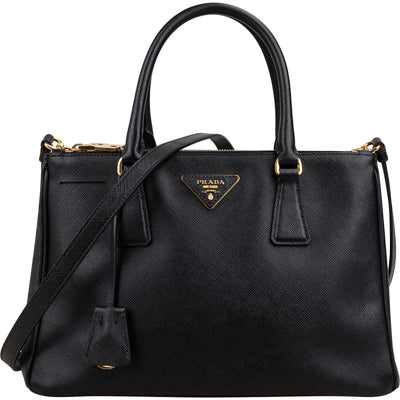 Prada Noir Saffiano Leather Small Galleria Handbag