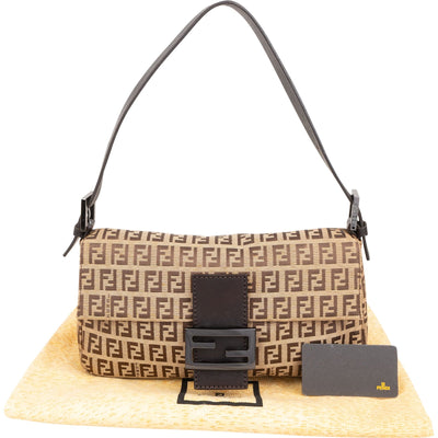 Fendi Monogram Zucca Canvas Baguette Shoulder Bag