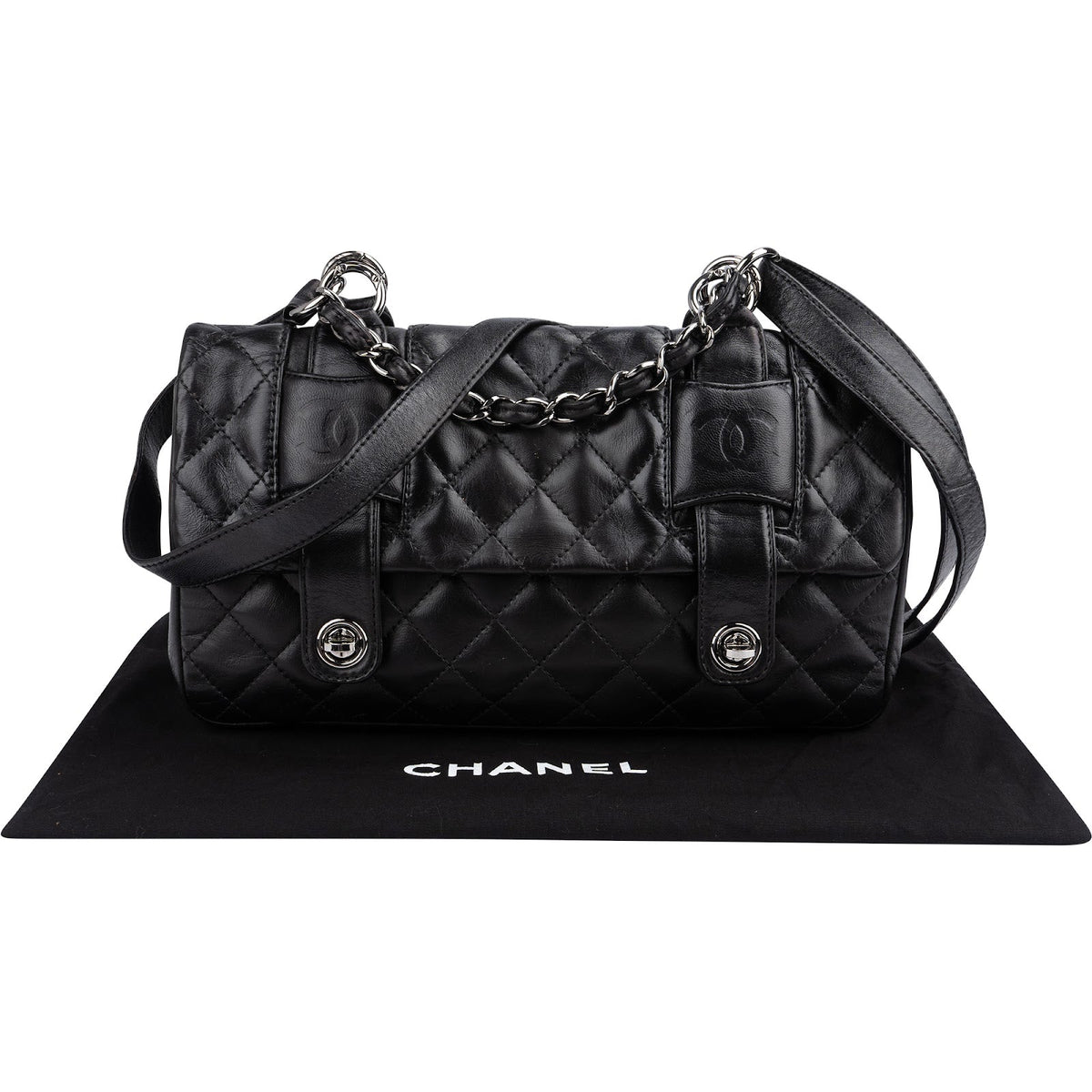 Chanel Modern Chain Accordion Single Flap aus gestepptem Lammleder – Ansicht 2