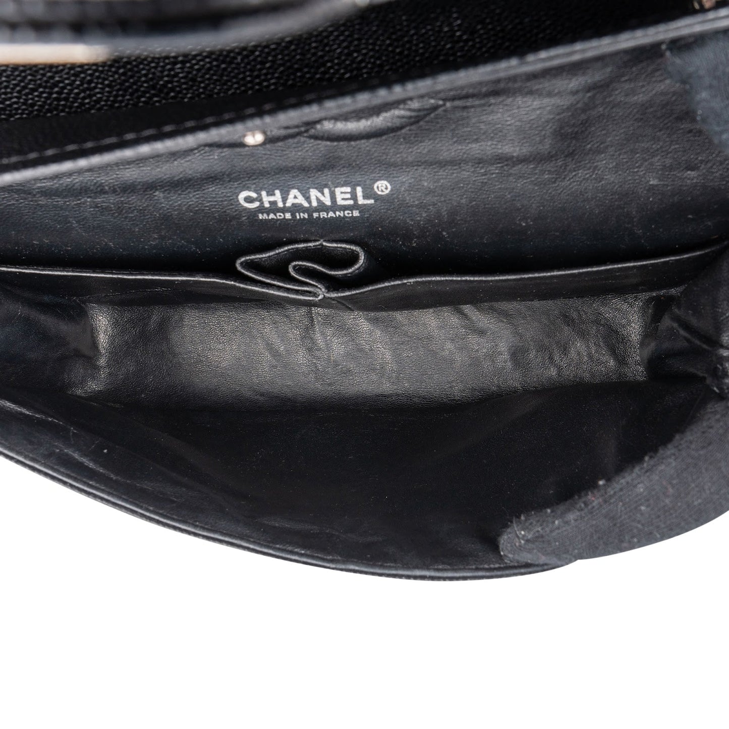 Chanel Quilted Caviar Leather Palladium Medium Double Flap Shoulder Bag