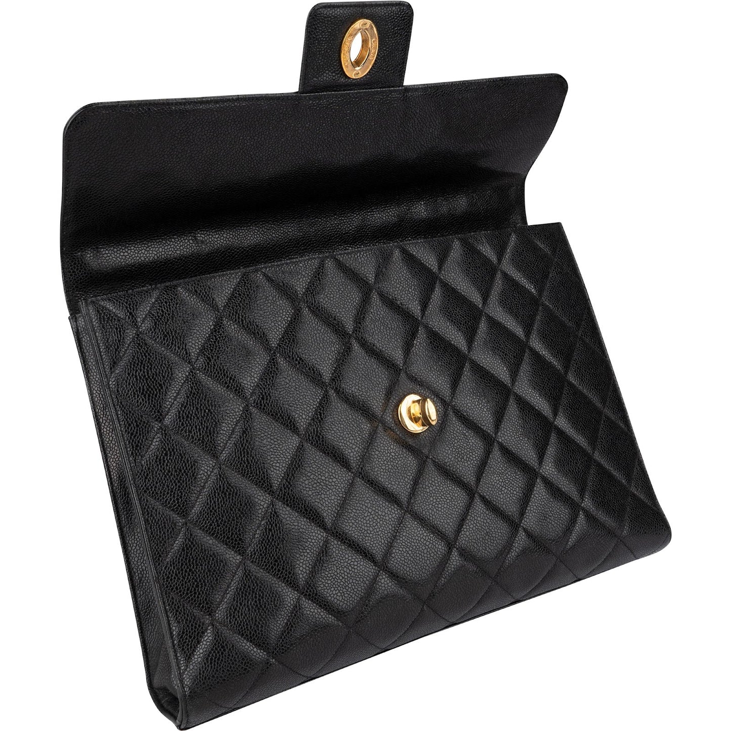 Chanel Quilted Caviar Leather 24K Top Handle Briefcase Handbag