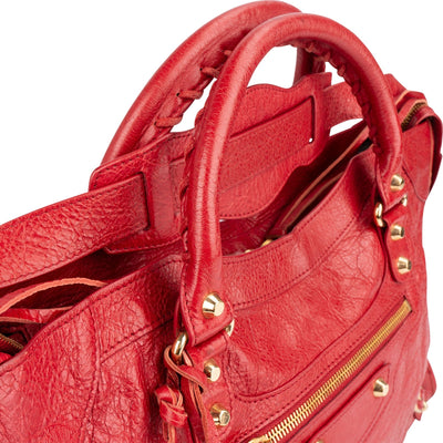 Balenciaga Red Leather City Handbag