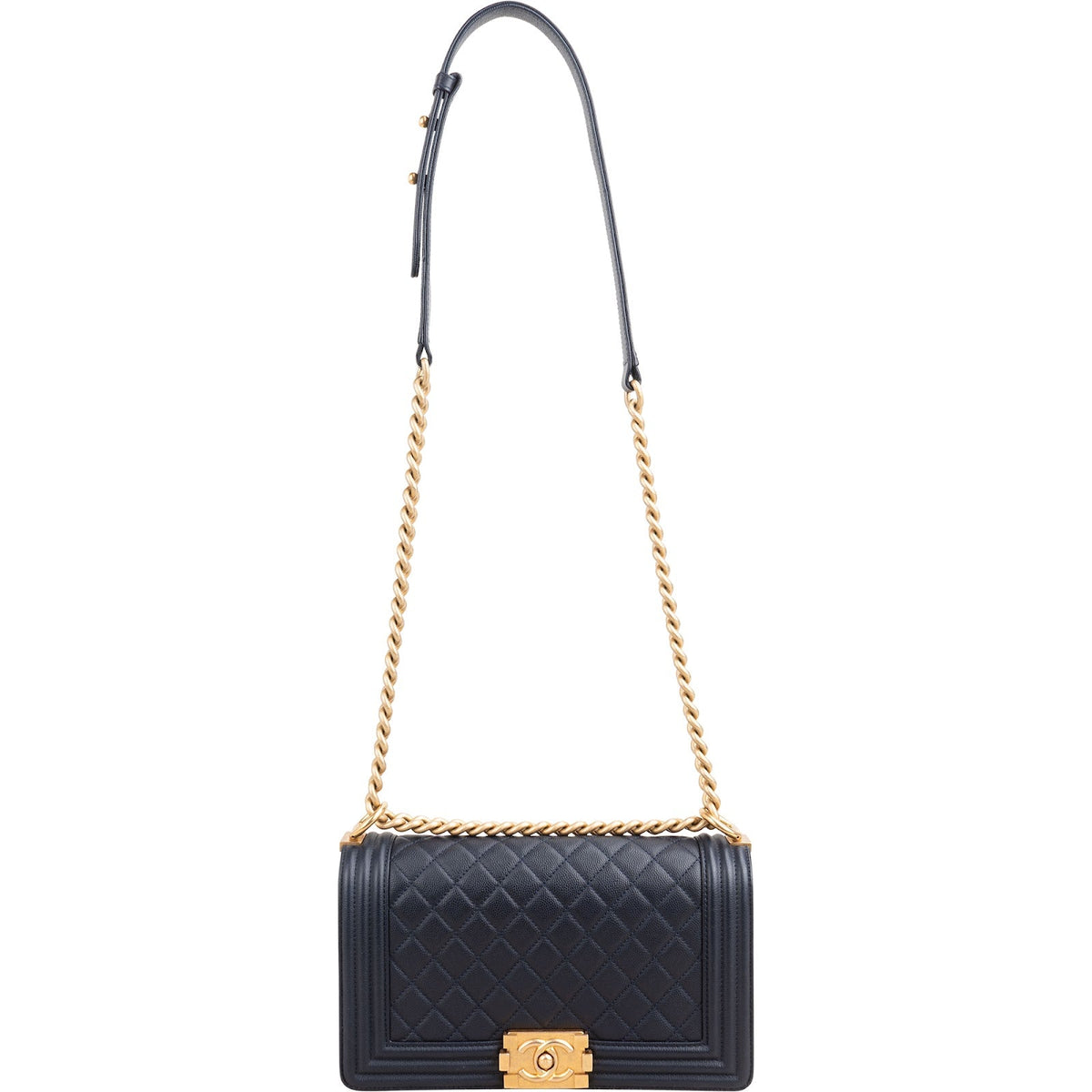 Chanel Quilted Caviar Leather Medium Boy Single Flap Crossbody Bag