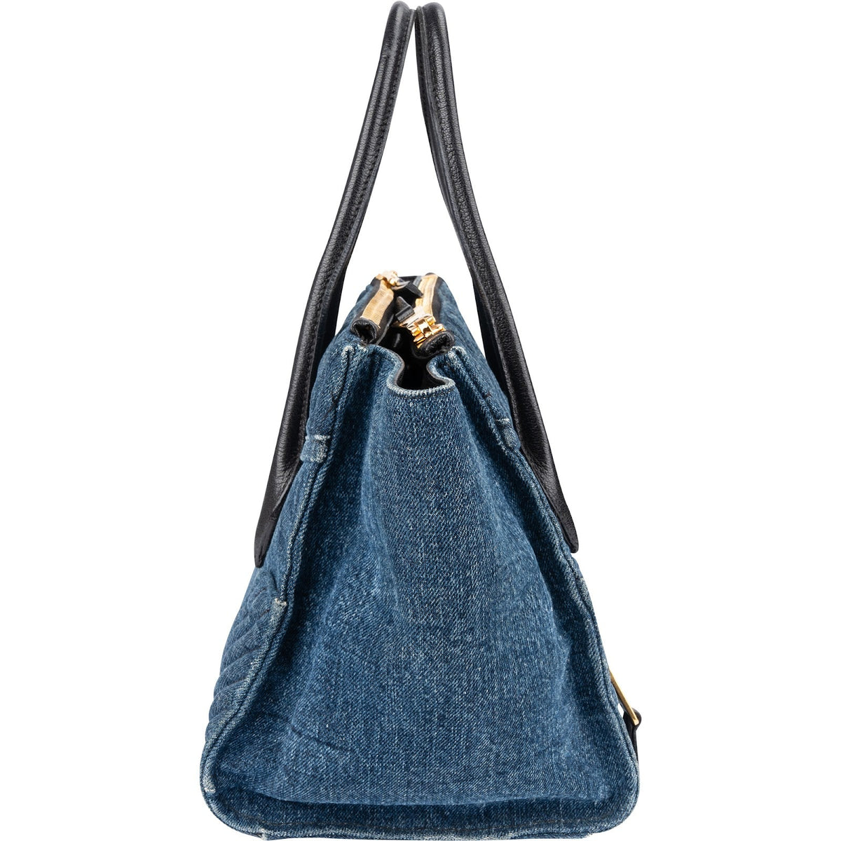Miu Miu Biker Tote aus gestepptem Denim – Ansicht 3