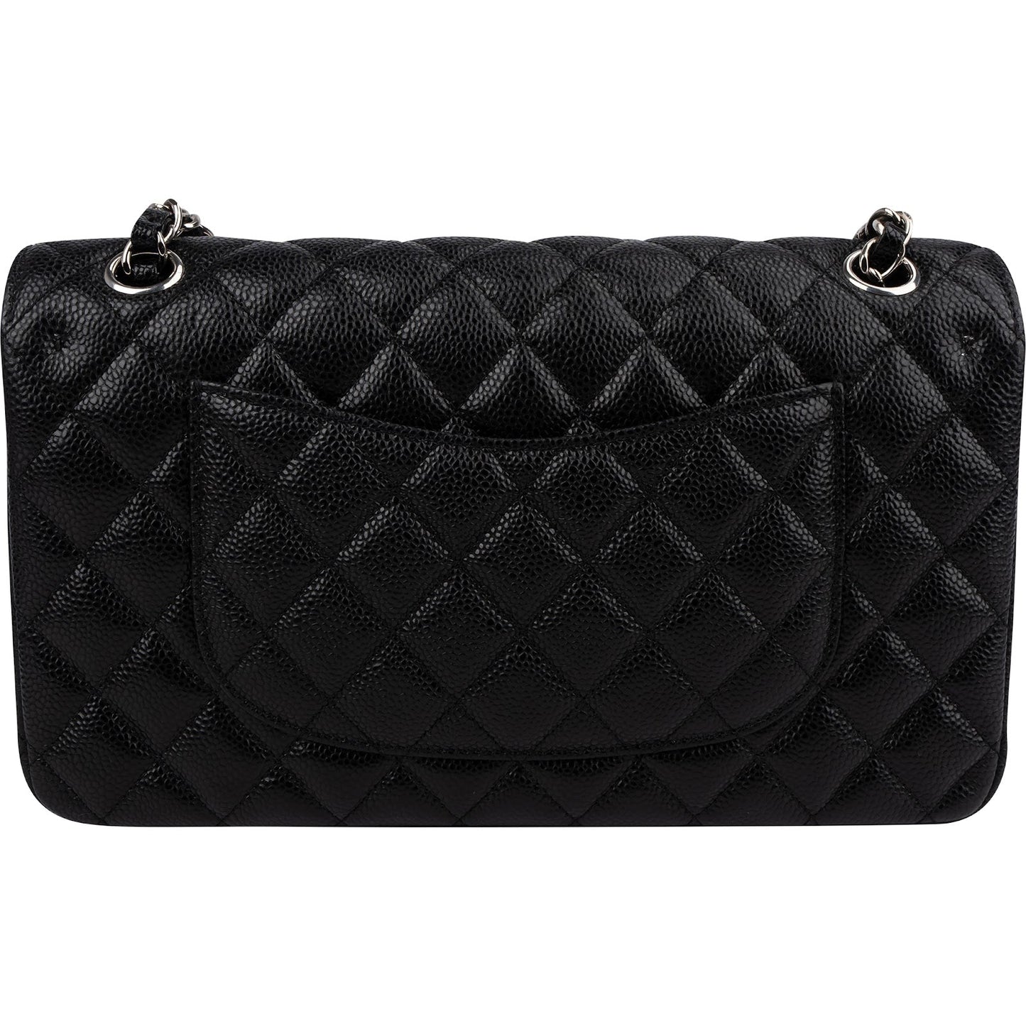 Chanel Quilted Caviar Leather Palladium Medium Double Flap Shoulder Bag