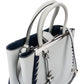 Fendi Blue Leather FF 2Jours Whipstitch Tote Handbag