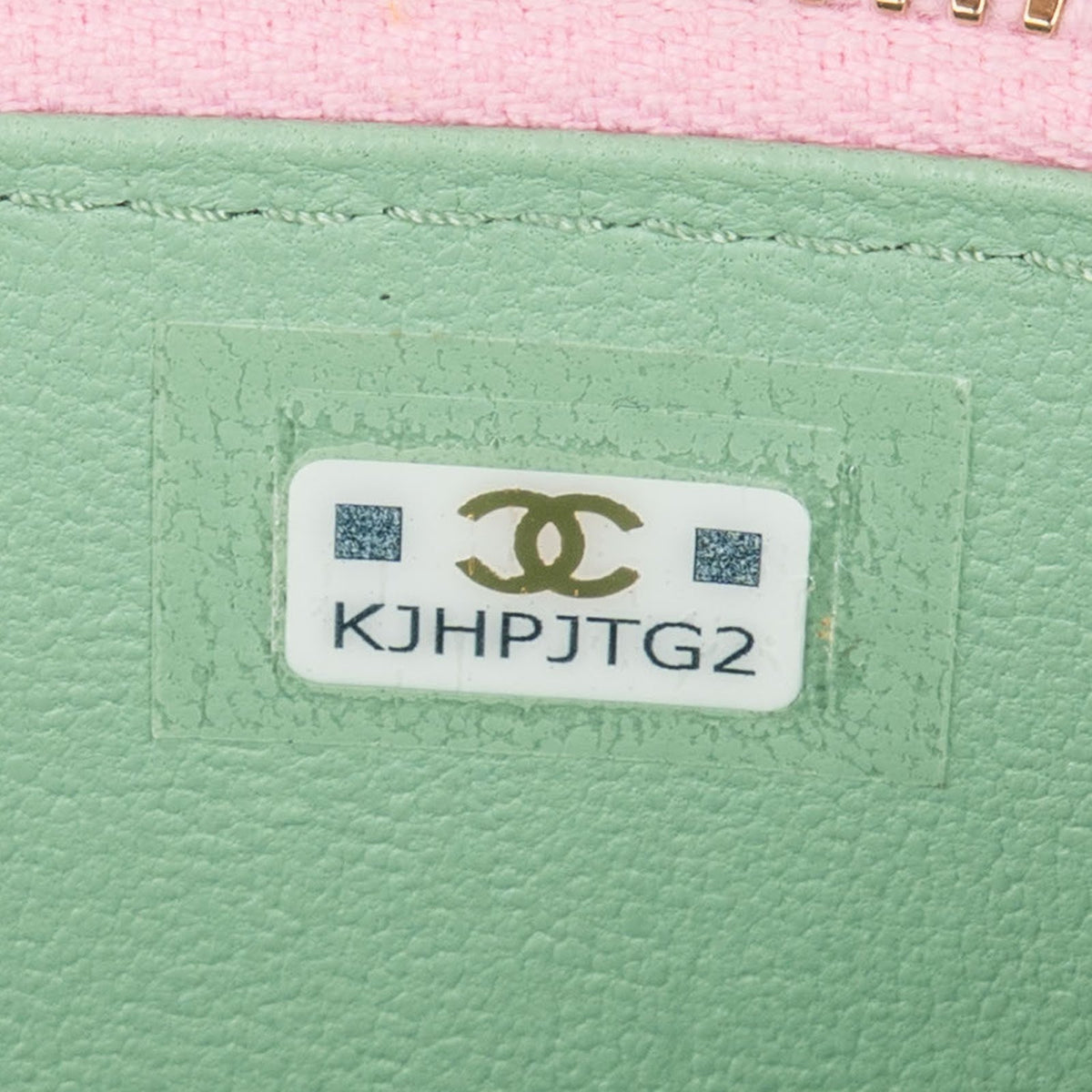 Chanel Pink Green Bicolor Quilted Lambskin Top Handle Vanity Case Crossbody Handbag