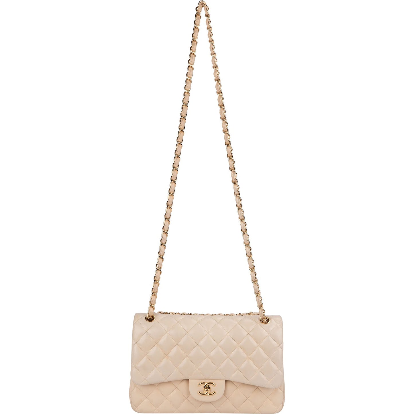 Chanel Quilted Lambskin Jumbo Double Flap Crossbody Bag