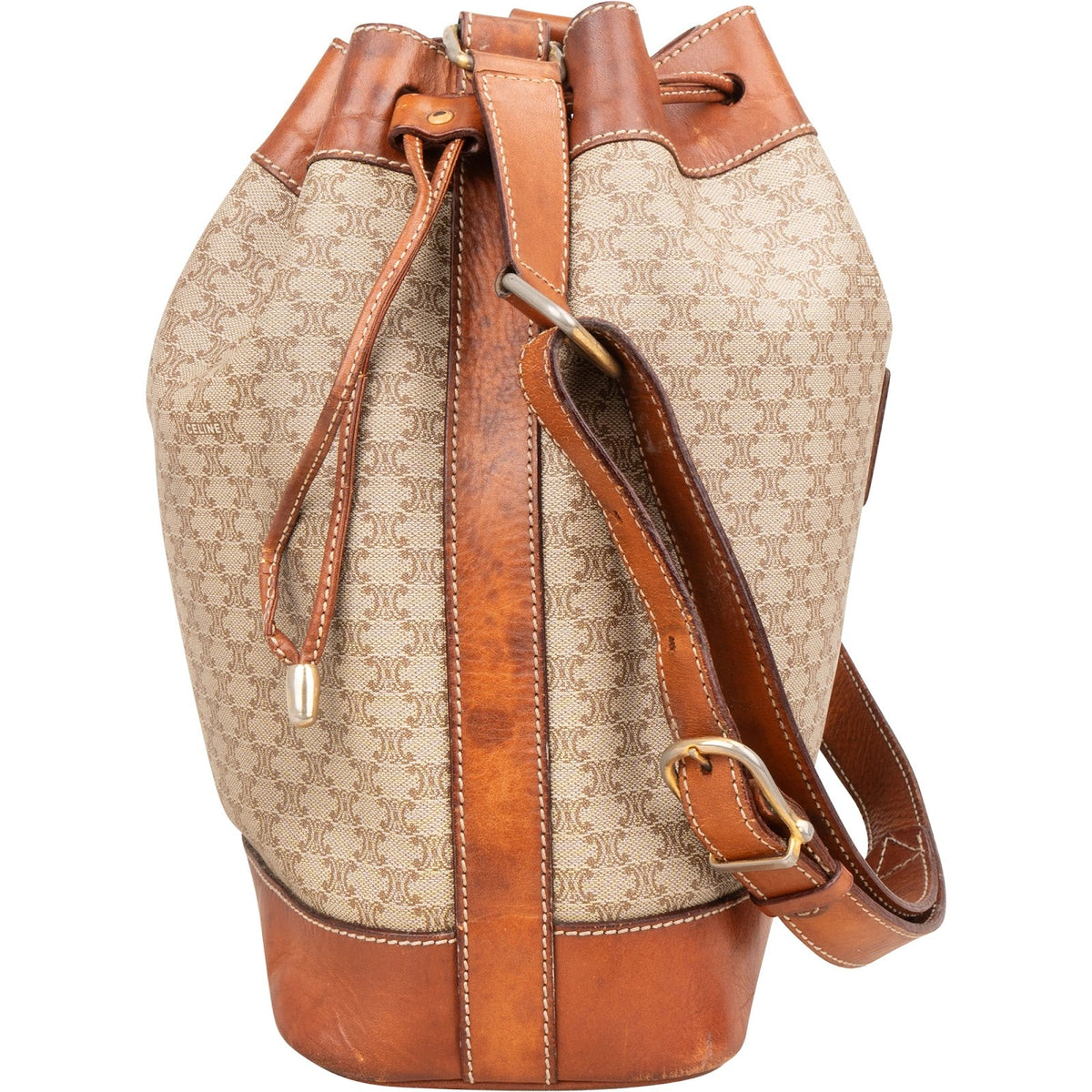 Celine Macadam Monogram Drawstring Bucket Shoulder Bag