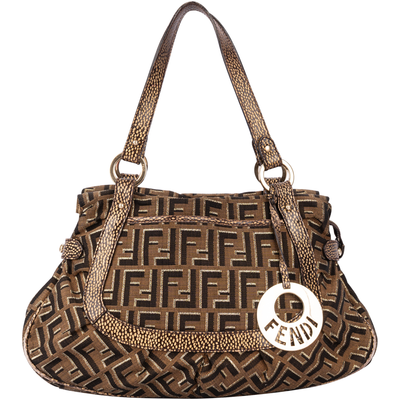 Fendi Canvas Zucca Monogram Shoulder Bag