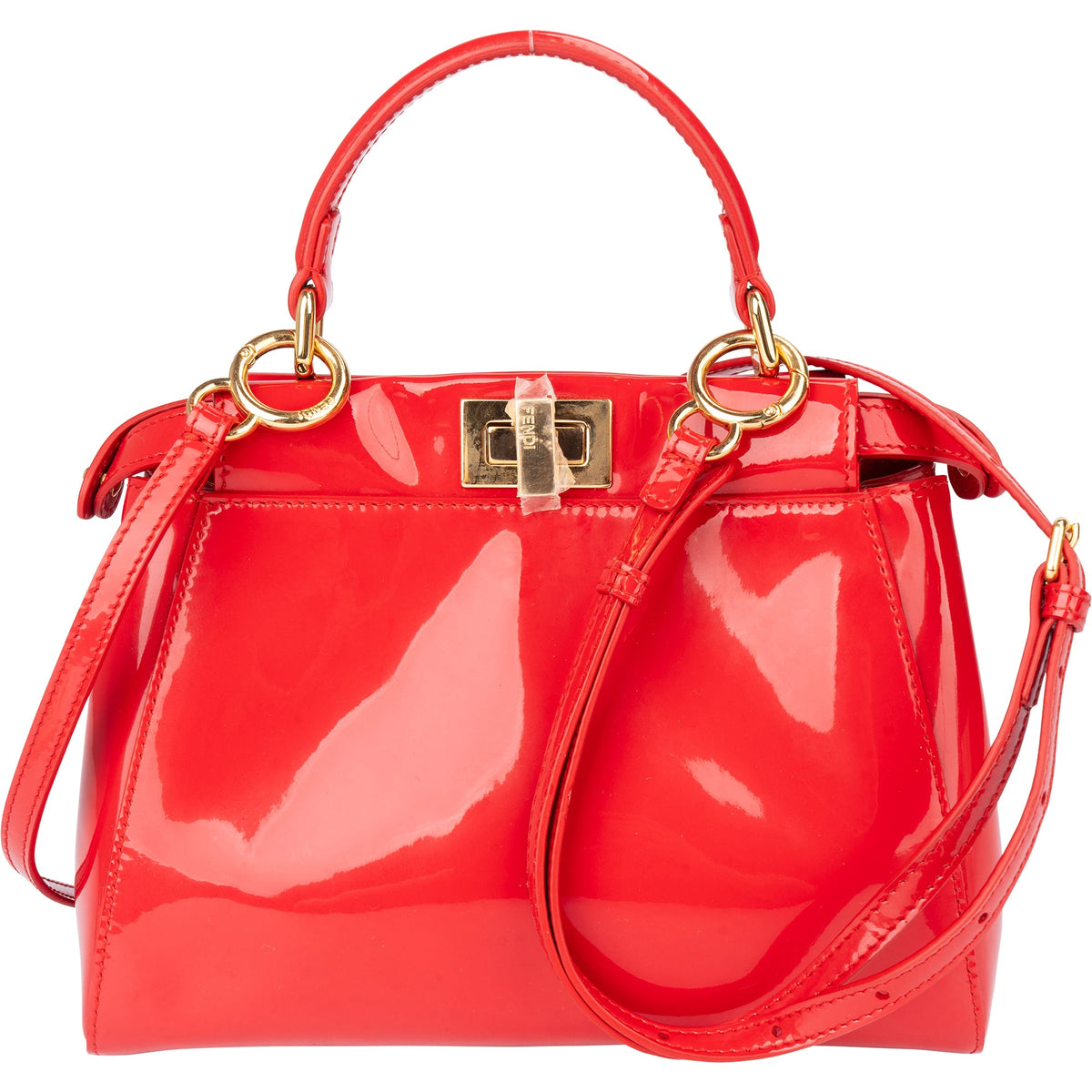 Fendi Peekaboo aus rotem Lackleder – Ansicht 5