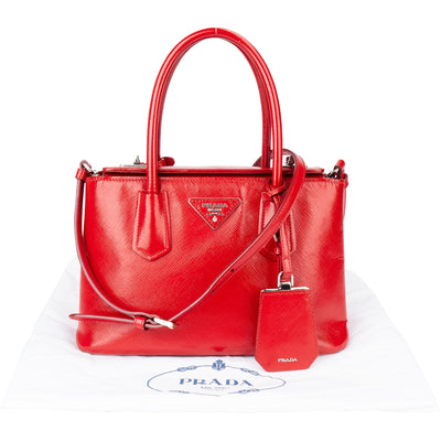 Prada Red Patent Leather Galleria Turnlock Handbag