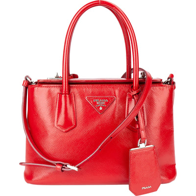 Prada Red Patent Leather Galleria Turnlock Handbag