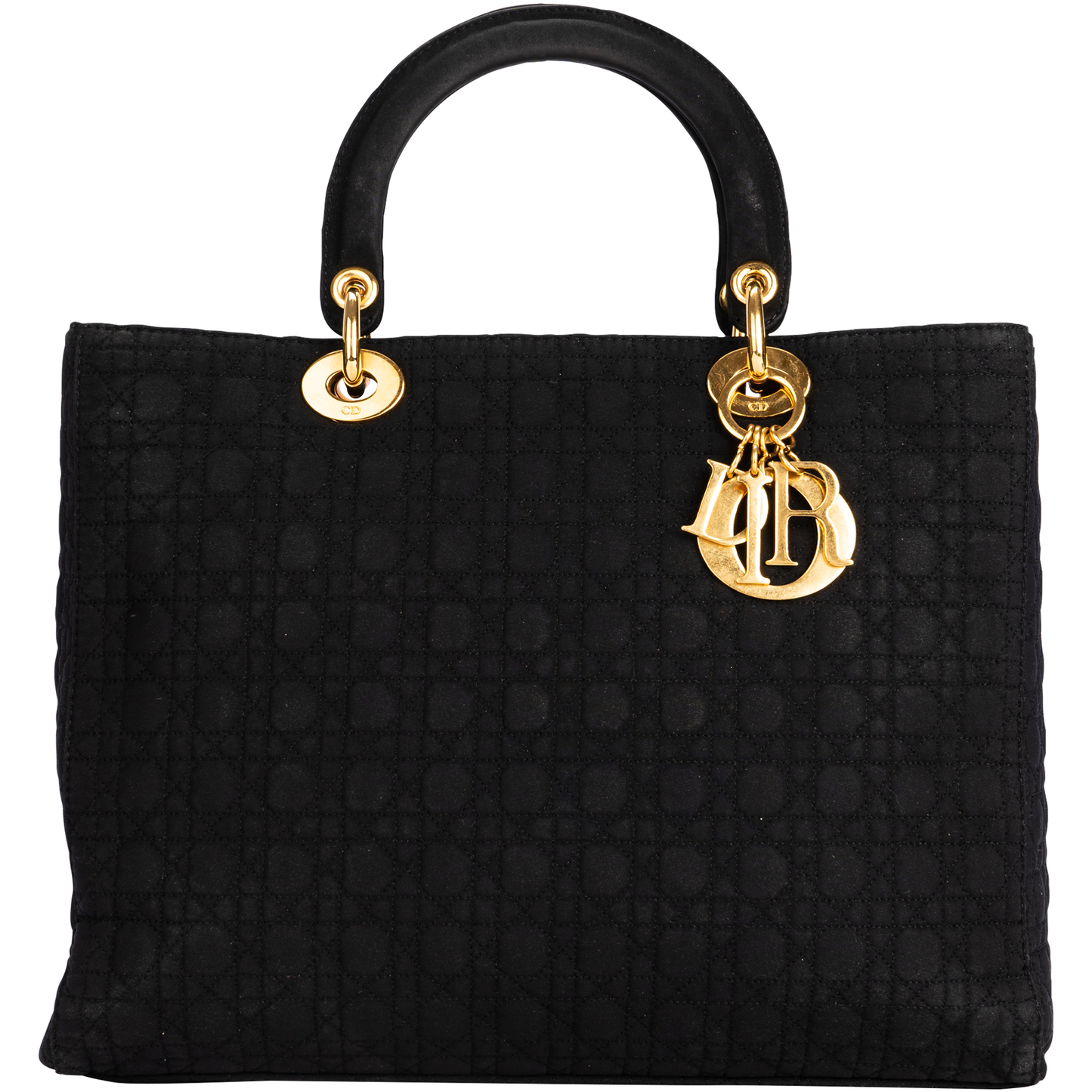 Christian Dior Black Cotton Lady Dior Handbag