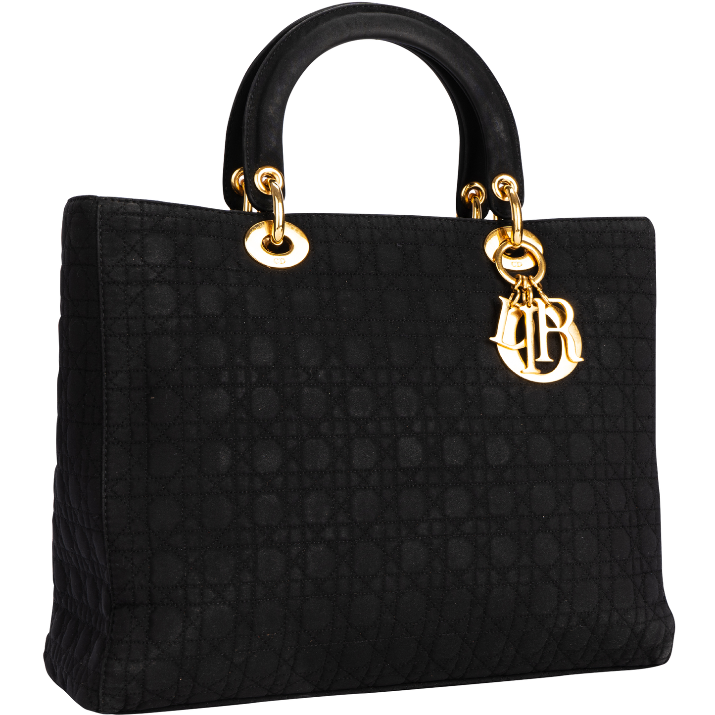 Christian Dior Black Cotton Lady Dior Handbag