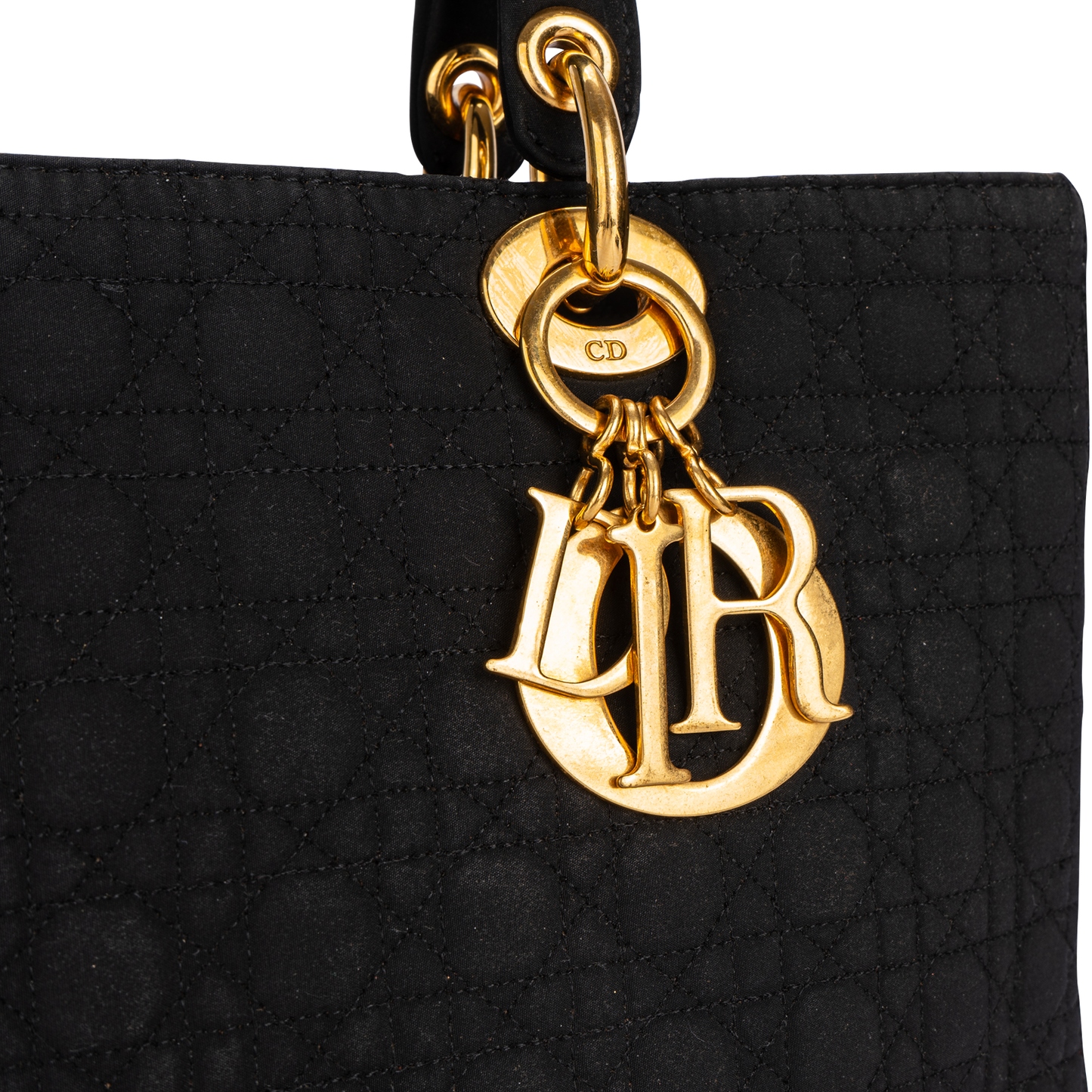 Christian Dior Black Cotton Lady Dior Handbag